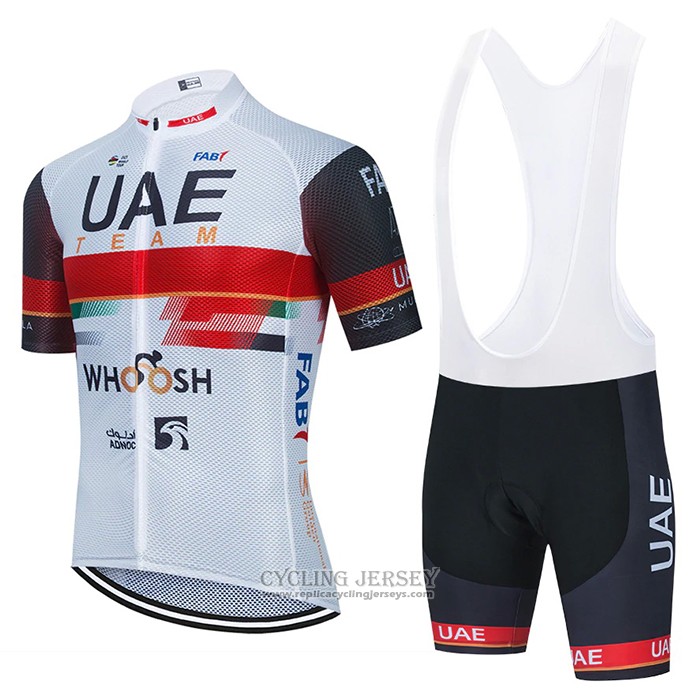 2021 Cycling Jersey UAE White Short Sleeve And Bib Short